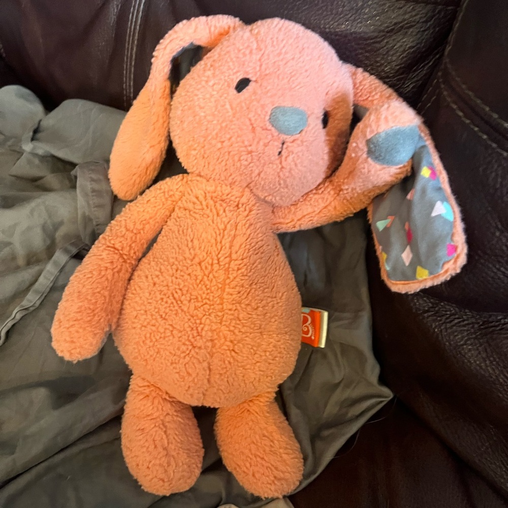 B Softies Happy Hues Bunny Rabbit Plush Stuffed Animal Stuffie Orange Soft Toy